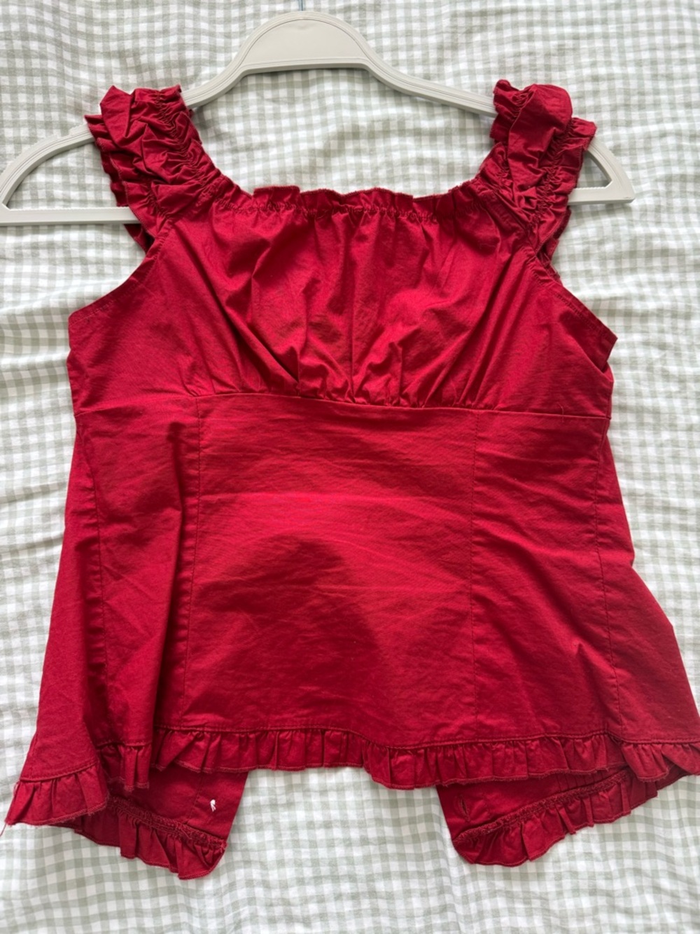 Brandy Melville Red Ruffled Button-Front Tank - Picture 2 of 3